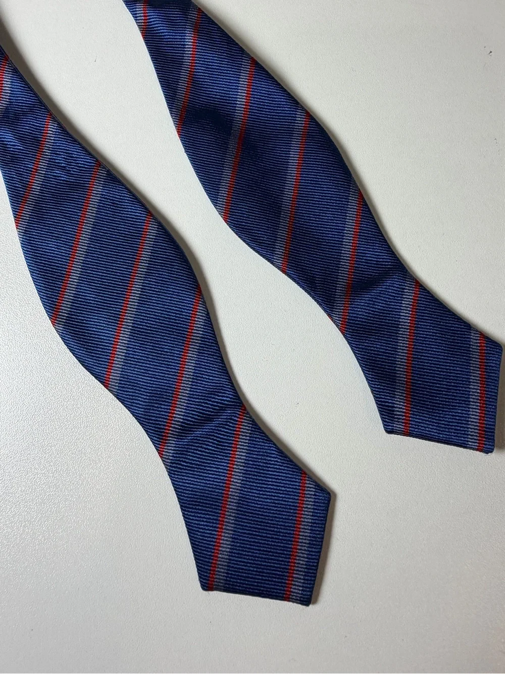 J. Crew The Bow Tie 100% Silk Navy and Red Striped Adjustable Bow Tie
